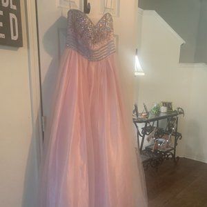 Pink with silver beading/sequins long